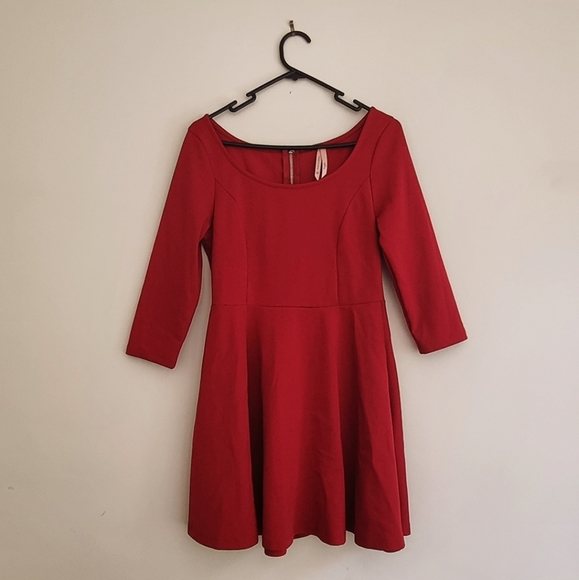 Ally Fashion Red Long Sleeve Dress 